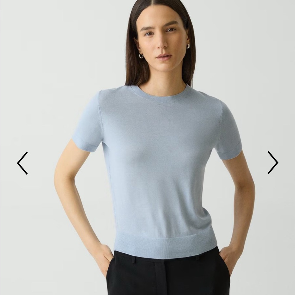 Theory Pale Blue Sweater Tee in Regal Wool
